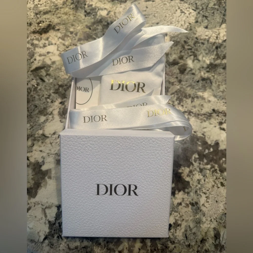 DIOR Cosmetic Bag with Gold Logo and Small Gift Box NWOT